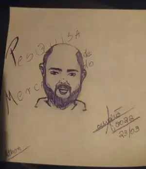 Desenho a caneta do Luva feito por um aluno num post-it